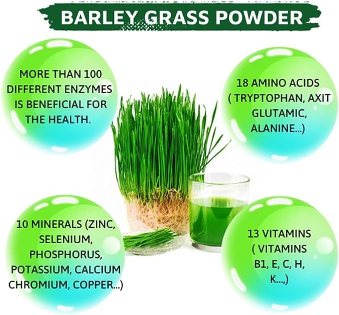 HelloYoung Barley grass official store Organic Barley Grass Powder original 250g Pure, Kosher, Vegan, Bulk. Good Source of Fiber, Protein