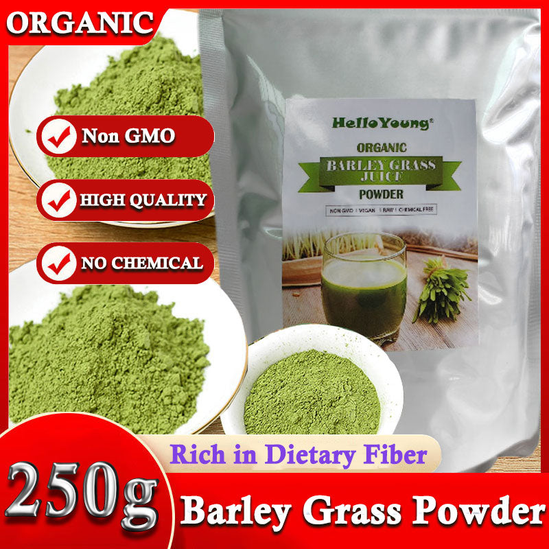 HelloYoung Organic Barley Grass Powder original 250g moistening intestines, Natural Pure Barley Grass Low Sugar Body Detoxification