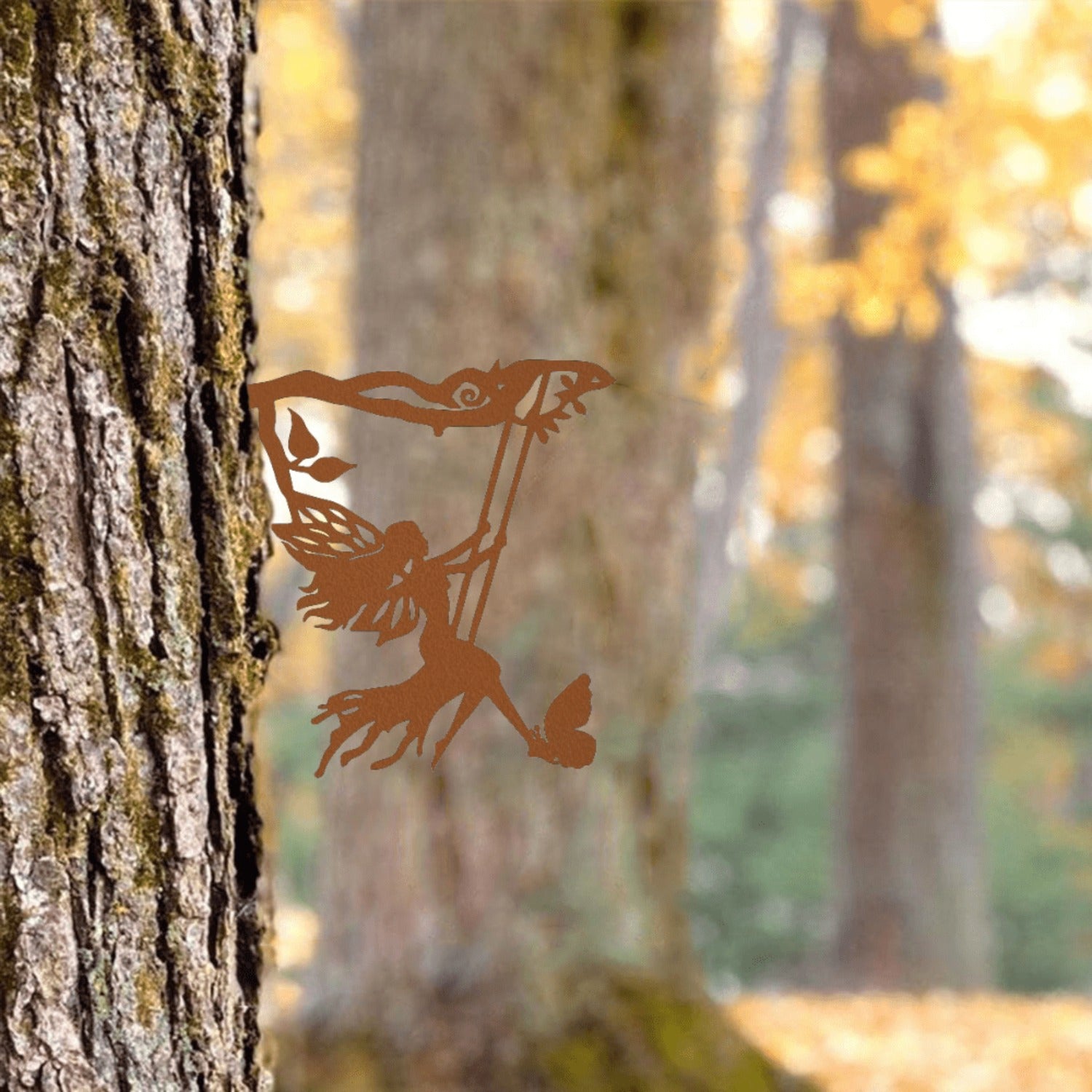 CIFbuy Whimsical Hanging Elf Wall Art - Delicate Steel Branch Silhouette Sculpture, Magical Outdoor Decor for Fairy Garden & Enchanted Spaces, Durable Iron Craft & Outdoor statue.