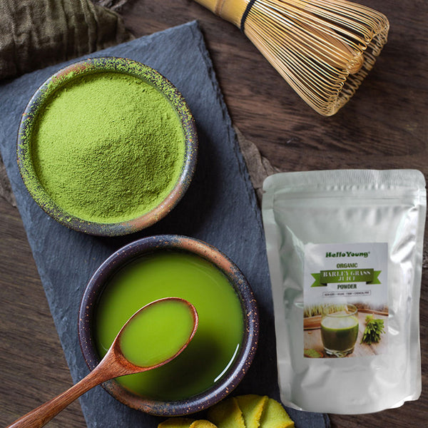 HelloYoung HelloYoung Organic Barley Grass Powder 250g Non-GMO, Finely Ground Whole Dried Young Leaves, Pure, Kosher, Vegan, Bulk. Good Source of Fiber, Protein. Great for Juices, Smoothies, Shakes, Yogurts