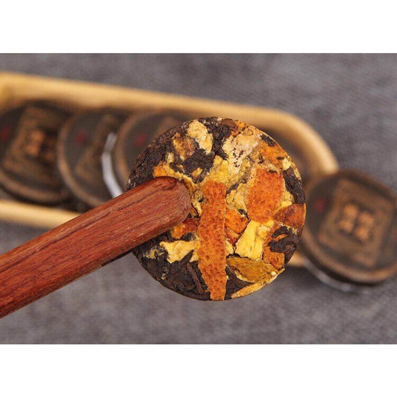 500g Yunnan Chenpi Pu'er tea cake citrus ripe tea black tea small jade cake