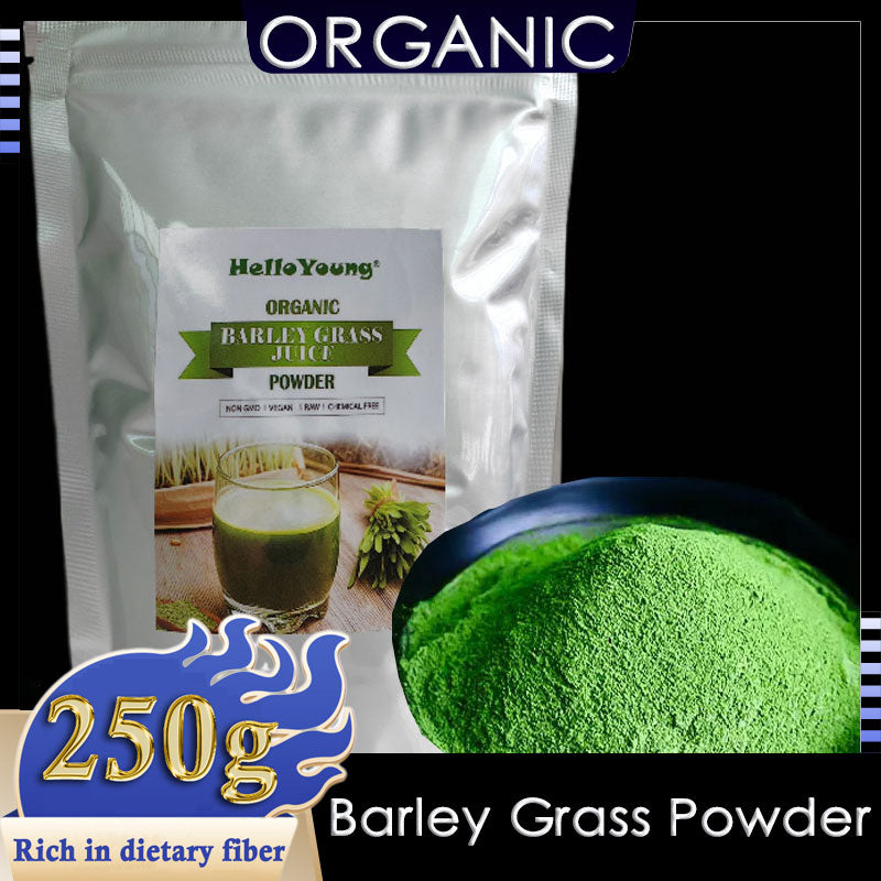 HelloYoung Barley Grass Powder Original 100% healthy Pure Organic Barley Rich in Fibers, Vitamins, Minerals, Raw Organic Perfect Food Green Superfood