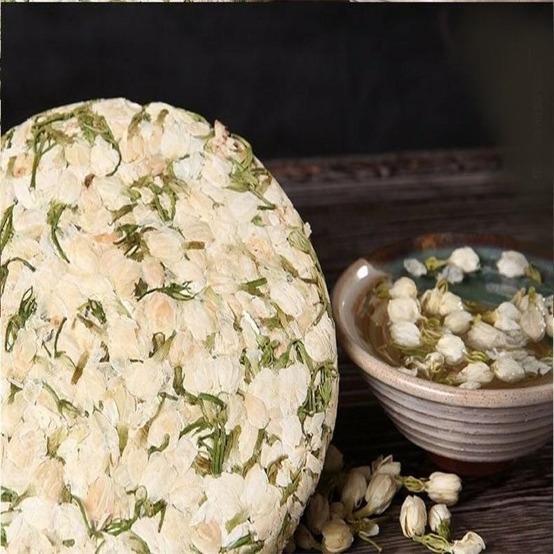 HelloYoungTea 200g Top Grade Dried Jasmine Tea Organal Bud Flower Tea Green Tea Cake Blooming
