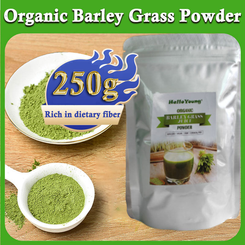 HelloYoung Unsweetened Premium Organic Barley Grass Powder 250g Antioxidant-Rich, Energy Booster Organic Grass Powder