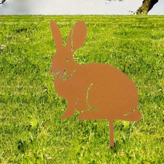1pc Exquisite Metal Bunny Yard Stake: Charming Rabbit Garden Decor, An Adorable Easter-Themed Country Animal Art Yard Sign. Perfect Outdoor Ornament for Lawns, Patios, Flower Beds, and Flower Pots.Garden Stakes
