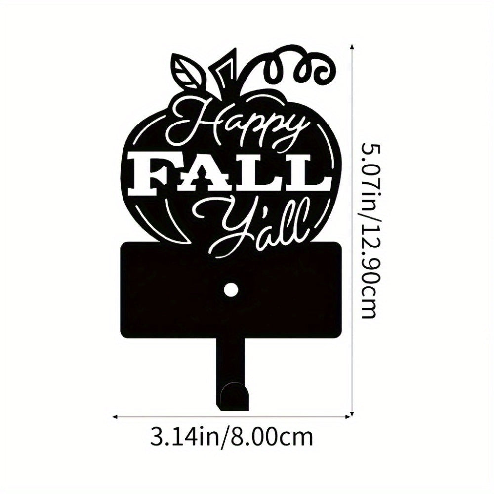 HelloYoung "Happy Fall" Pumpkin Metal Wall Hooks - Cute Shaped Multi-use Key Holder & Pet Leash Hanger, Festive Autumn Utility Hooks, Ideal Entryway Kitchen Decor, Durable Hanging Organizer with Charm
