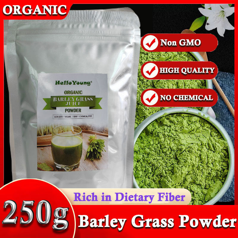 HelloYoung Organic Barley Grass Powder original 250g moistening intestines, Green Grass Juice Powder with Rich Dietary Fiber, No Addtives