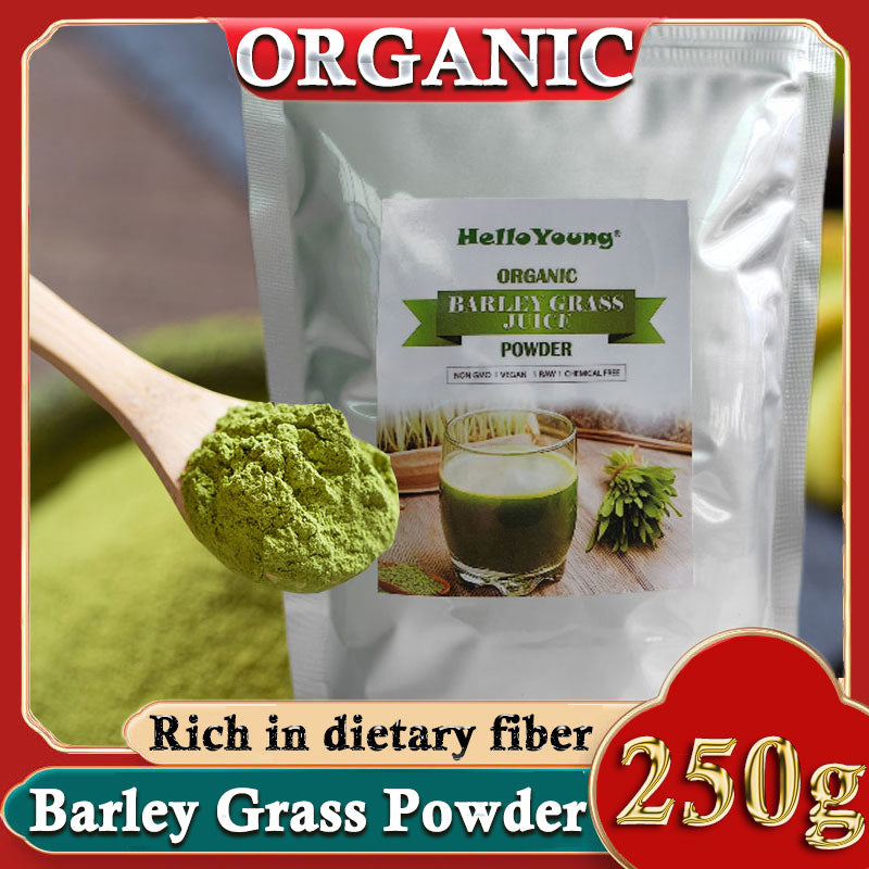 HelloYoung 250g Organic Barley Grass Powder Gluten Free Non-GMO Superfood Vegan Rich in Fibers, Vitamins, Minerals, Raw Organic Perfect Food Green Superfood Main image