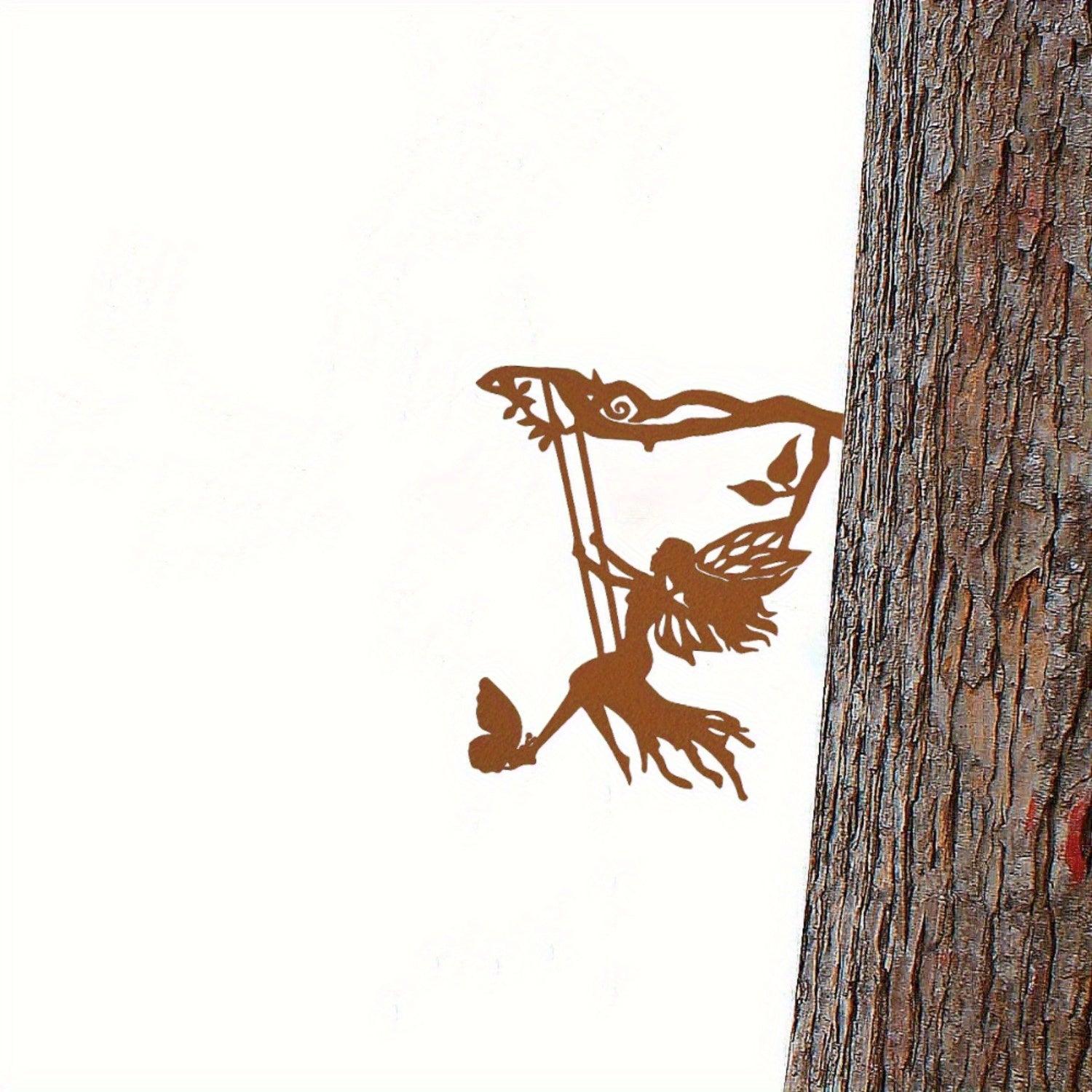 CIFbuy Whimsical Hanging Elf Wall Art - Delicate Steel Branch Silhouette Sculpture, Magical Outdoor Decor for Fairy Garden & Enchanted Spaces, Durable Iron Craft & Outdoor statue.