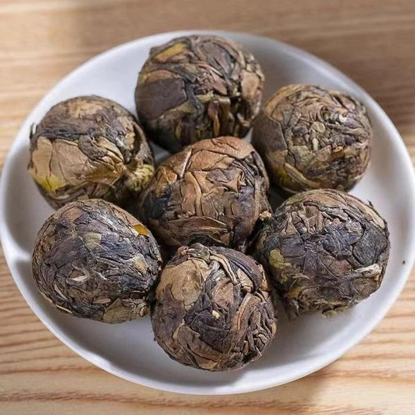 HelloYoungTea 500g FuDing Ball-shaped Aged Shou Mei Longevity Eyebrow Handmade pearl White Tea