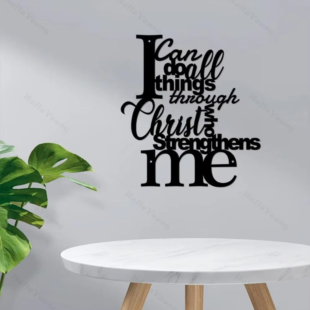 I Can Do All Things Through Christ Metal Wall Sign Vintage Interior Décor Home Metal Art, Iron Plate, and Inspirational Wall Art Secondary image