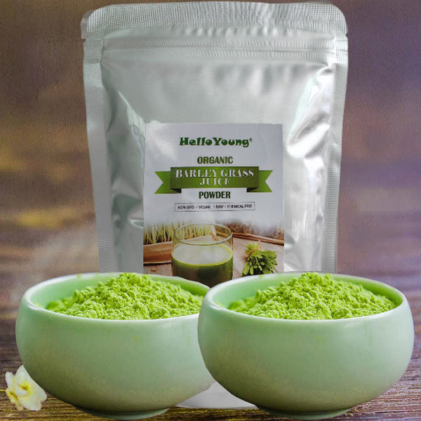 HelloYoung Organic Barley Grass Powder original 250g barley grass official store Non-GMO Vegan Cold-Juiced and Low-Temperature Dried