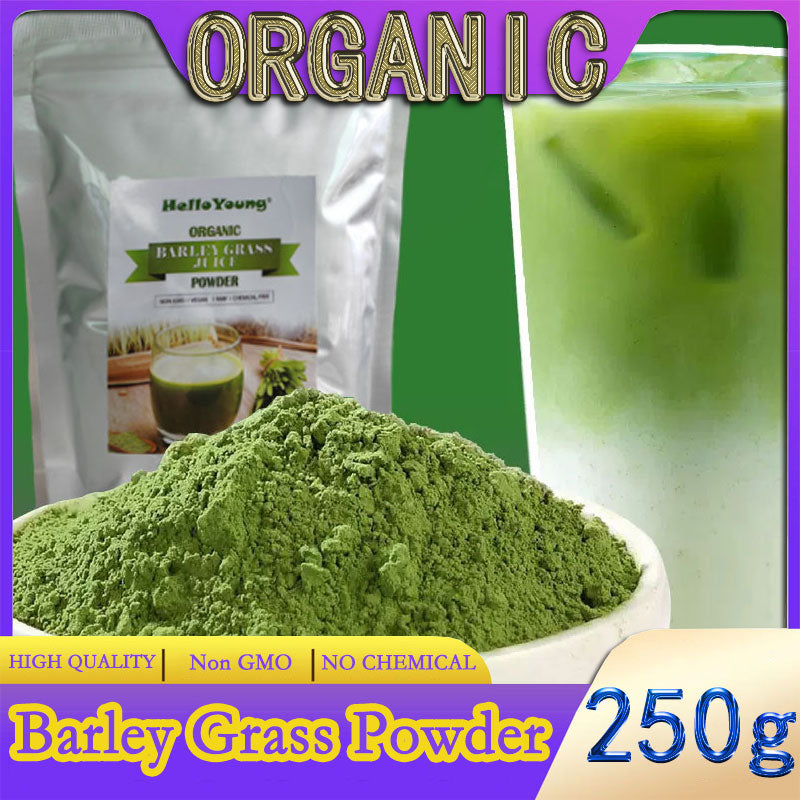 HelloYoung Organic Barley Grass Powder original 250g barley grass official store pure organic barley body detoxification, moistening intestines, burning fat, purifying liver