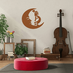 Unique Metal Wall Sculptures: Moon and Kokopelli - inspired Steel Sign, Ideal for Outdoor Areas to Add a Modern and Stylish Touch.