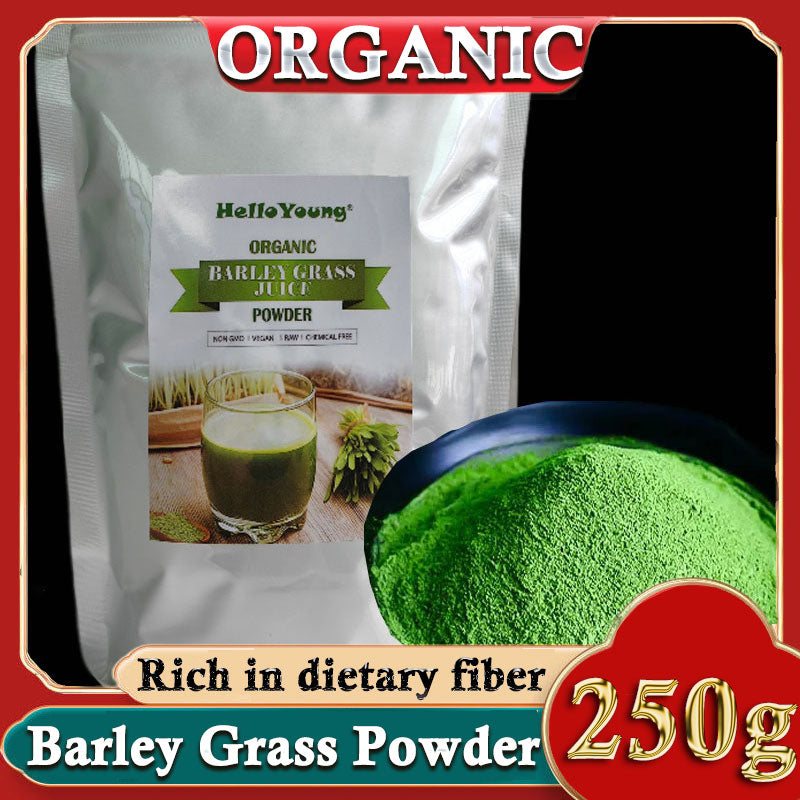 HelloYoung 250g Organic Barley Grass Powder Gluten Free Non-GMO Superfood Vegan Good Source of Fiber, Protein. Great for Juices, Smoothies, Shakes, Yogurts Main image