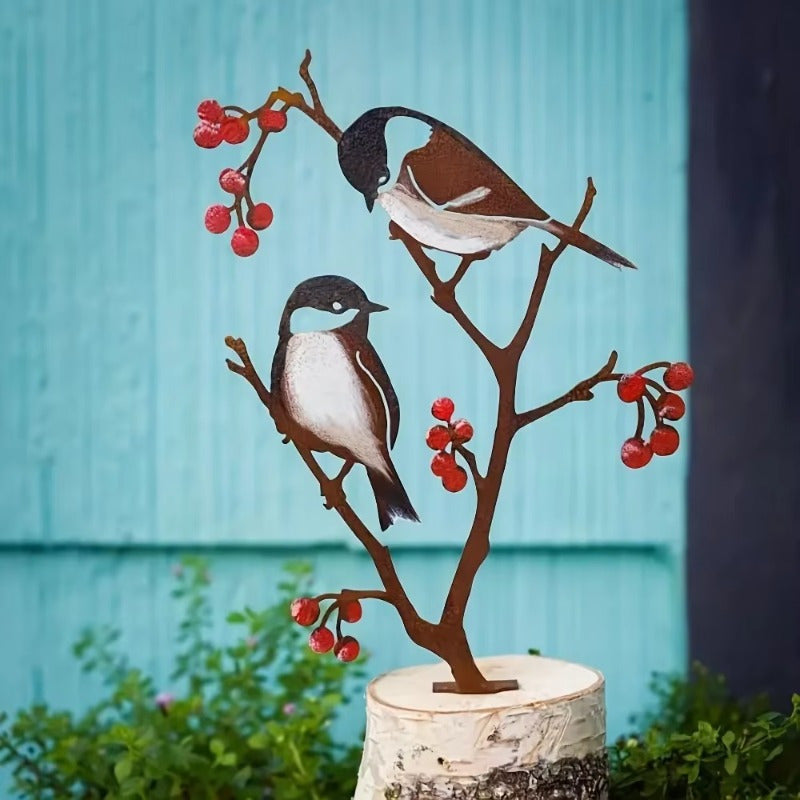 "1-Piece Outdoor Garden Bird Decor: Creative Metal Cutting Handicraft with Silhouette Design for Flowerpots & Garden Accents".Outdoor statue