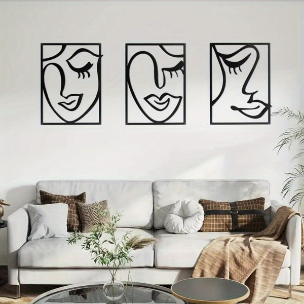 Elegant 3-Piece Metal Floral Wall Art Set - Minimalist Design for Contemporary Living Spaces & Housewarming Gifts.Wall Sculptures