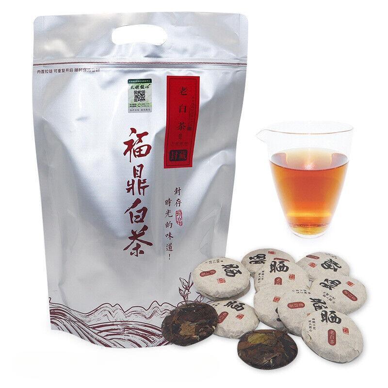 HelloYoungTea 500G Fuding White Tea Shoumei Gold Coin White Tea Round Cake 1 Capsule 1 Bubble