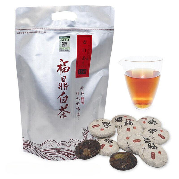 HelloYoungTea 500G Fuding White Tea Shoumei Gold Coin White Tea Round Cake 1 Capsule 1 Bubble