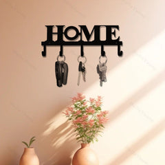 CIFbuy™ Metal Coffee Cup Key Holder - 5 Hook Wall-Mounted Organizer Rack for Living Room, Elegant Wrought Iron Home Decor with Stylish Sign Design, Collectible Figurines.