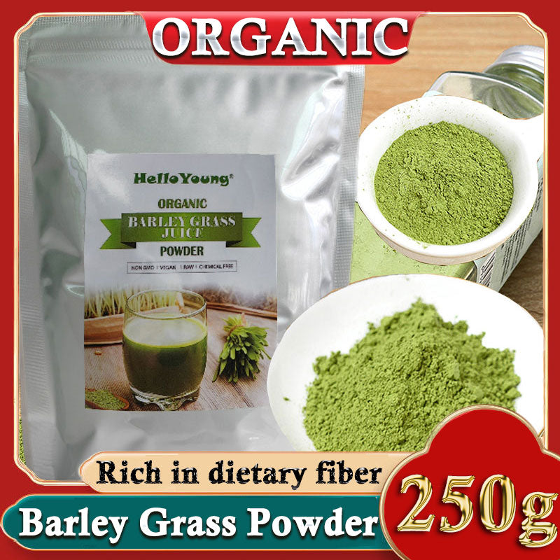 HelloYoung 250g Organic Barley Grass Powder Gluten Free Non-GMO Superfood Vegan Organic Non-GMO Vegan Cold-Juiced and Low-Temperature Dried