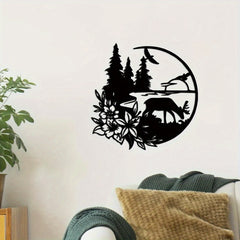 CIFbuy™ Iron Black Deer Wall Sculptures - Modern Decor with Elegant Sticker-Mural, Top Bedroom Choice, Unique Charm for Festival Statue Decor, Wall Sculptures.