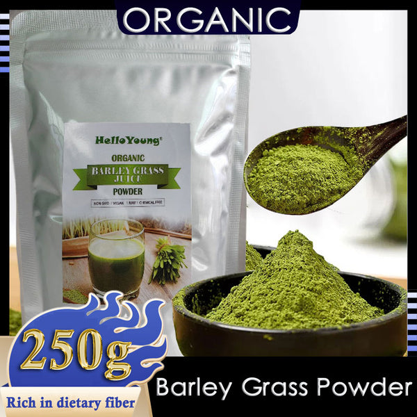 HelloYoung Imported Unsweetened Premium Organic Barley Grass Powder 250g Gluten-Free Soy-Free Vegan & Paleo – Daily Greens Booster