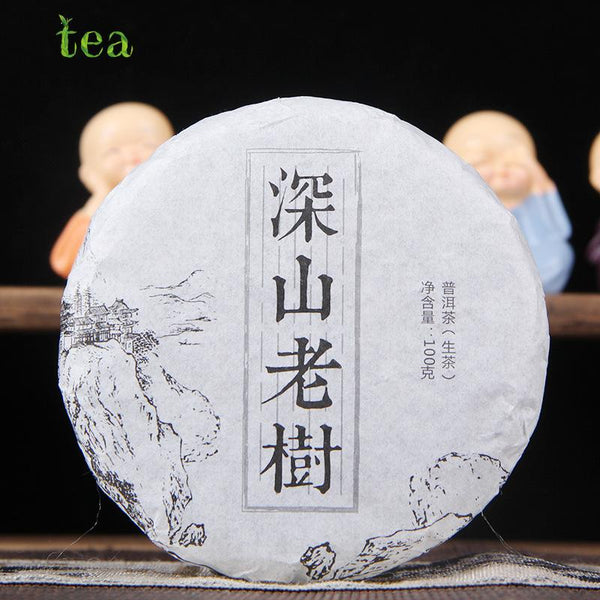 HelloYoungTea Eco-friendly Aged Deep Mountain Old Tree Pu'er Raw Tea, Qizi Cake, 100g Yunnan Tea