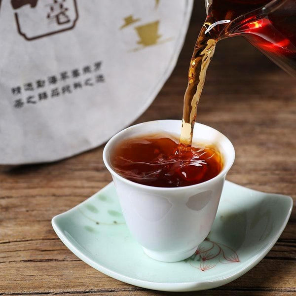 HelloYoungTea 2016 Menghai Spring Hao Ripe Pu-erh Tea Cake, 188g 2016年勐海春毫熟普洱饼茶，188克