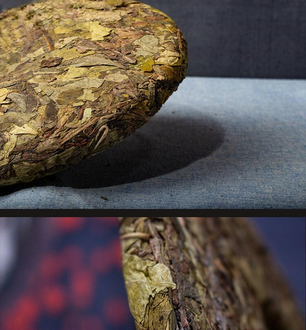 HelloYoungTea Pu-erh Tea Cake Raw Sheng Cha Yunnan 100-Year-Old Tree Golden Leaf 357g