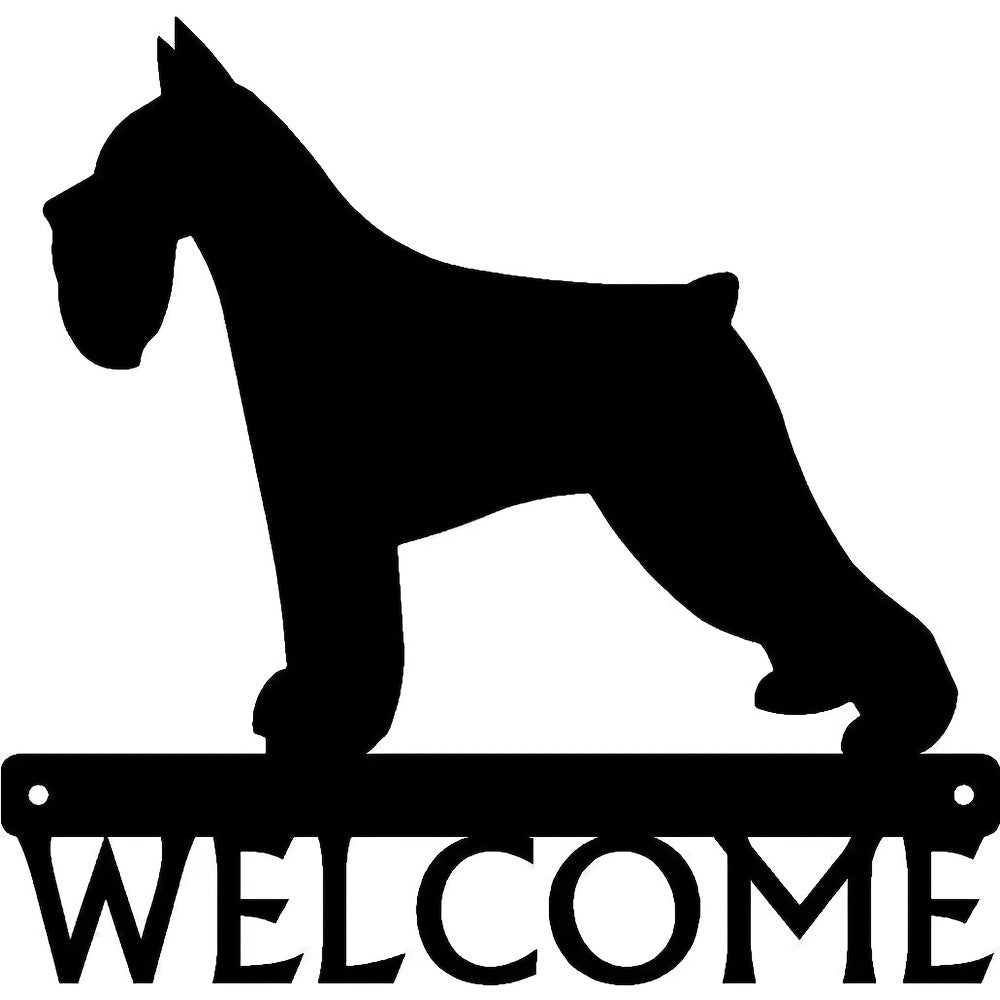 Welcome Sign Metal Wall Stickers Shape Decoration Artwork- Miniature Schnauzer Towel Rack, Coat Rack, Organizer, Storage Rack