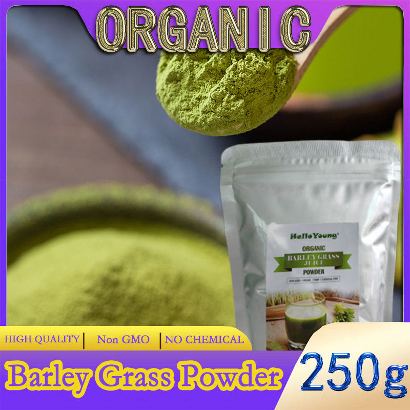 HelloYoung Organic Barley Grass Powder original 250g barley grass official store pure organic barley with Rich Dietary Fiber, No Addtives