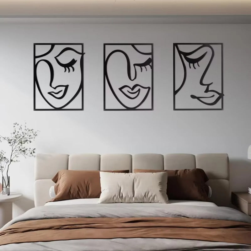 Elegant 3-Piece Metal Floral Wall Art Set - Minimalist Design for Contemporary Living Spaces & Housewarming Gifts.Wall Sculptures