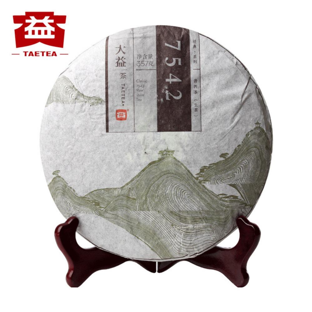 HelloYoungTea Pu erh Tea Cake Menghai Dayi 7542 Chinese Yunnan Puerh Raw Tea 357g