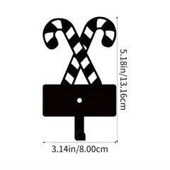 HelloYoung Festive Metal Candy Cane Utility Hooks, Perfect for Key & Belt Hanging, Ideal Christmas Wall Decor for Festive Occasions, Durable Hanging Organizer, Cute Holiday Themed Hooks for Entryway Kitchen