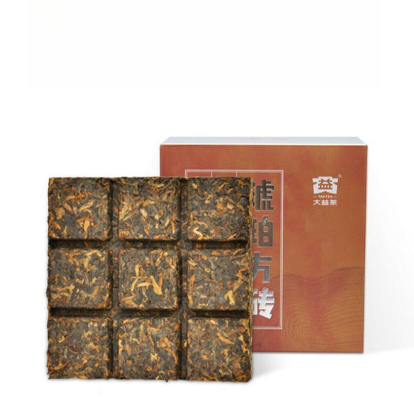 HelloYoungTea Daiyi Pu-erh Tea Amber Square Brick Ripe Tea Yunnan Menghai 60g x 4 Bricks/Box