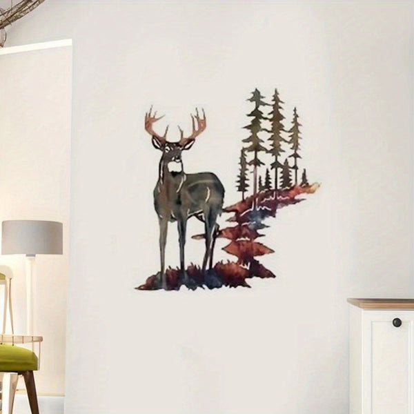 White-Tailed Deer Iron Wall Art: Charming European & American Decorative Craft for Home.Wall Sculptures