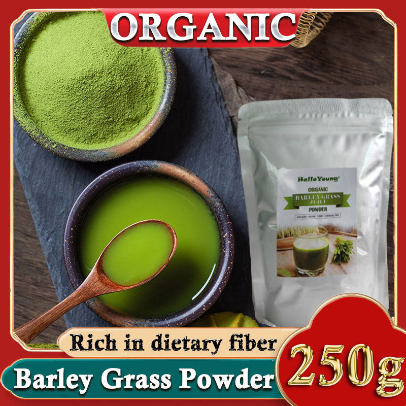 HelloYoung Organic Barley Grass Powder 250g, Green Superfood for Smoothie, Shakes and Salads Support Immune System and Digestion, Vegan