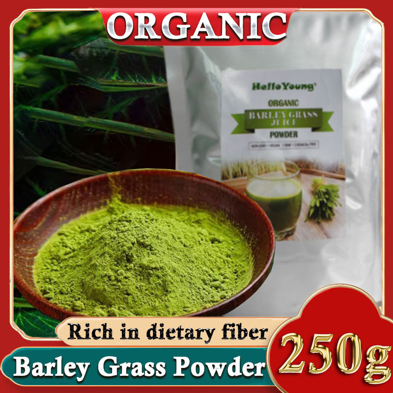 HelloYoung Organic Barley Grass Powder 250g, Green Superfood for Smoothie, 100% Natural Superfood, Vegan, Gluten Free, Non-GMO, Kosher