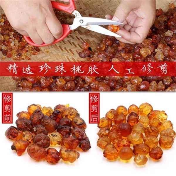 HelloYoungTea Organic Peach Gum Herbal Tea 100% Natural Taojiao Resin Healthy Chinese Drink