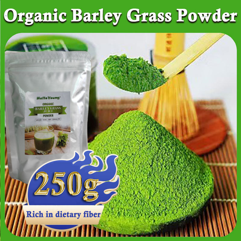 HelloYoung Unsweetened Premium Organic Barley Grass Powder 250g Contains Iron Vitamin C, & Vitamin E – Non-GMO Main image