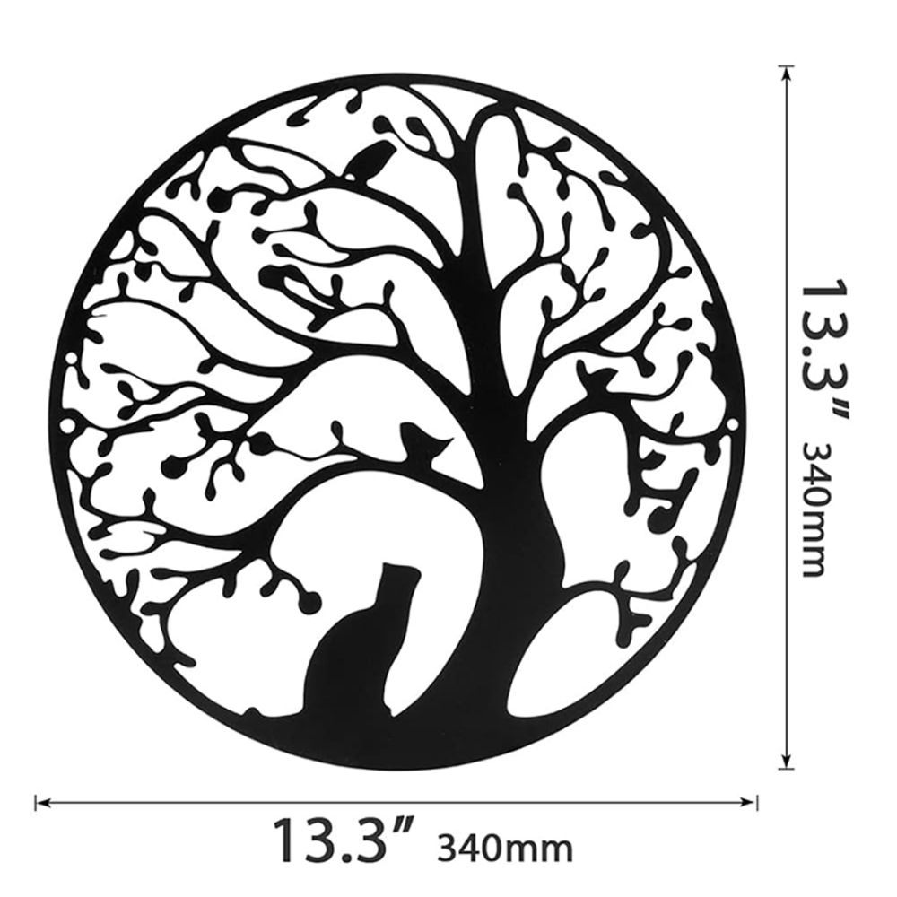 CIFbuy™ Exquisite Iron Artfully Crafted Alluring Tree of Life Decor - Rustic Wall Art with Cat, Bird & Rustic Metal Ornaments, Creates Inviting Harmonious Vibe for Home - Unique Wall Sculptures.