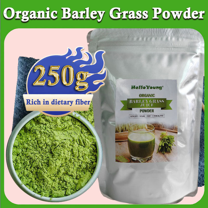 HelloYoung Barley Grass Powder Original 100% Pure And Organic Green Tea Barley Grass Powdered Drink Antioxidant-Rich, Energy Booster Organic Grass Powder Main image