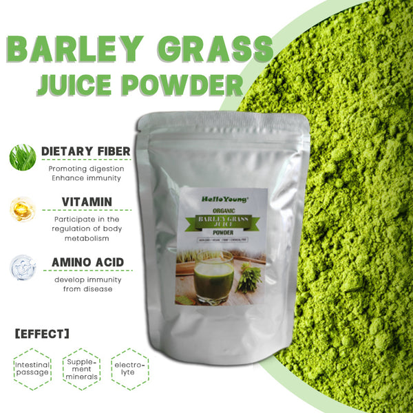 HelloYoung Organic Barley Grass Powder 250g, Green Superfood for Smoothie Non-GMO, Finely Ground Whole Dried Young Leaves, Pure, Kosher