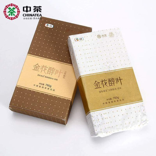 HelloYoungTea Hunan Anhua Golden Flower Dark Brick Tea Fu Zhuan Dark Tea Fu Brick Tea 760g