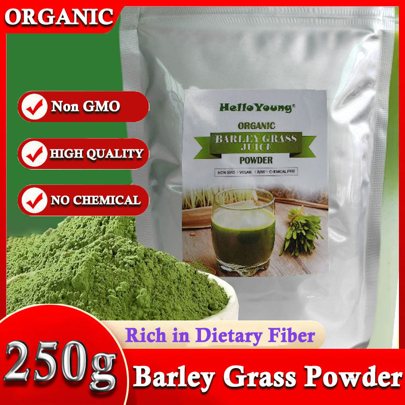 HelloYoung Organic Barley Grass Powder original 250g moistening intestines, lowering cholesterol, beautiful skin, healthy slimming drink