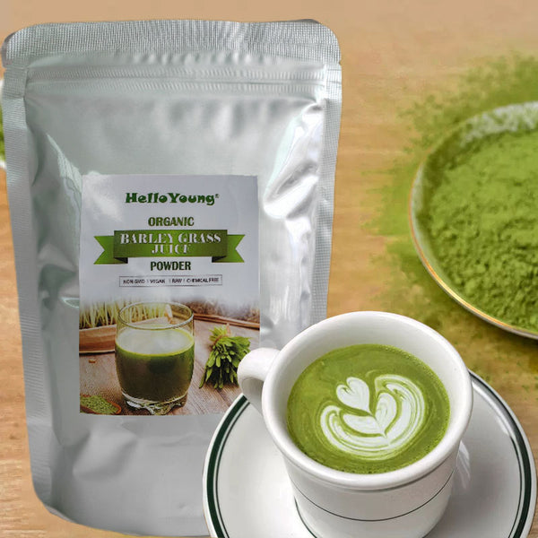 HelloYoung Organic Barley Grass Powder original 250g barley grass official store Organic Non-GMO Vegan Cold-Juiced and Low-Temperature Dried