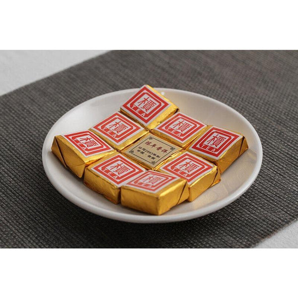 Small Gold Tea Brick 500g Mini Tuo Tea Small Square Brick Aged Pu-erh Ripe Tea