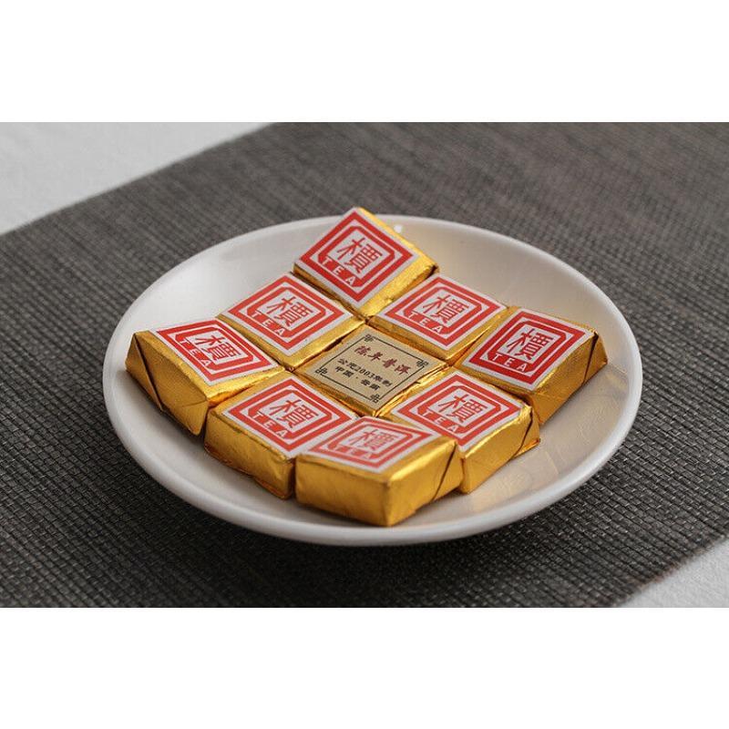 HelloYoungTea Small Gold Tea Brick 500g Mini Tuo Tea Small Square Brick Aged Pu-erh Ripe Tea
