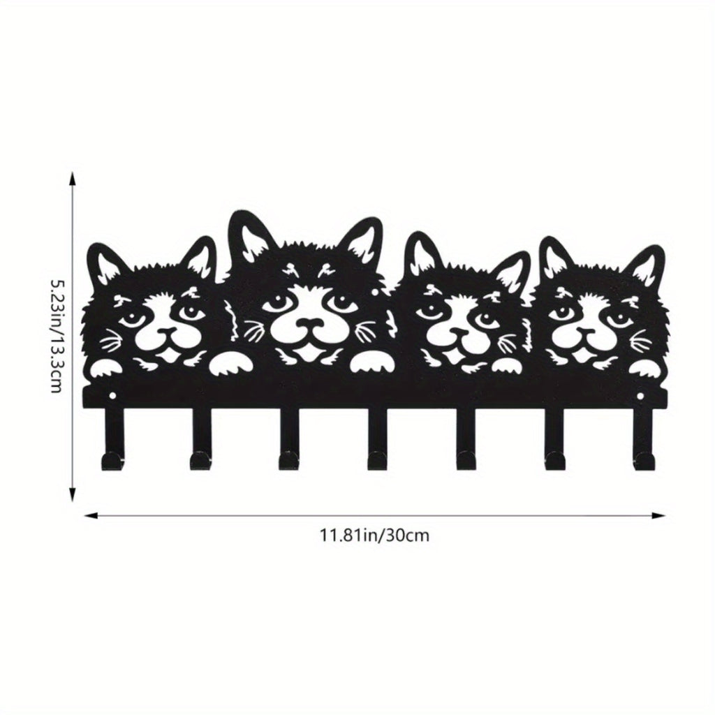 7 Hook Metal Key Holder Wall Mounted Organizer Stylish Towel Hooks That Suit Kitchen and Home Deliver Ultimate Convenience.Wall Sculptures